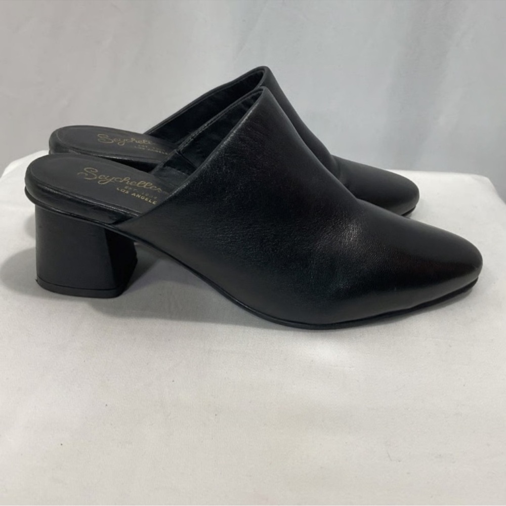 Seychelles “Muse” Black Leather Mules